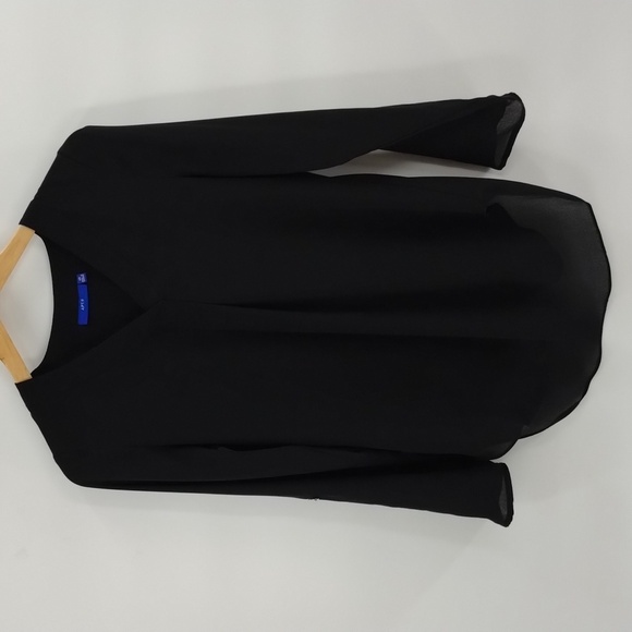 Apt 9 blouse black XS v neck long sleeve semi sheer flowy lightweight Apt. 9 - Picture 1 of 9